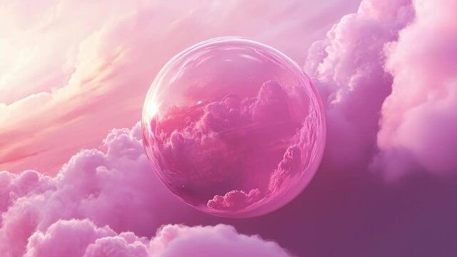 Dreamy Pink Bubble in Heavenly Cloudscape