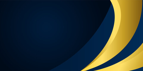 Elegant Blue and Gold Curved Abstract Background
