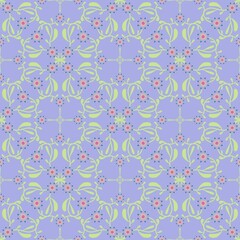 seamless floral pattern,created by combining curves and coloring them into branches,flowers and leaves to a picture that look like a flower vine in a beautiful geometric form to serve as a tile,fabric