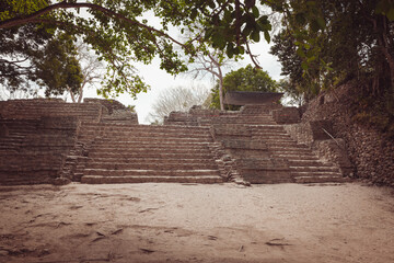 View of the Chacchoben mayan ruins in Mexico