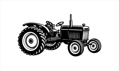 Obraz premium vector vintage style Tractor Clipart Farm Machinery Silhouette for Harvest and Field Work