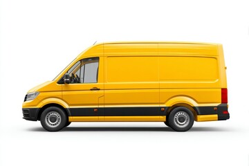 Bright Yellow Delivery Van: A Clean, Side Profile Studio Shot