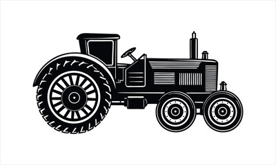 vector vintage style Tractor Clipart Farm Machinery Silhouette for Harvest and Field Work