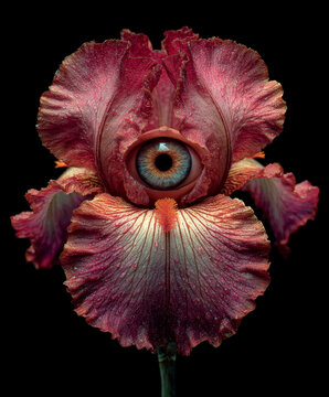 Surrealistic Plant Art. Flower with an Eye. Surreal Plant. Generative AI