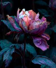 Moody Image of Pink Flower. Generative AI