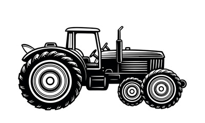 vector vintage style Tractor Clipart Farm Machinery Silhouette for Harvest and Field Work