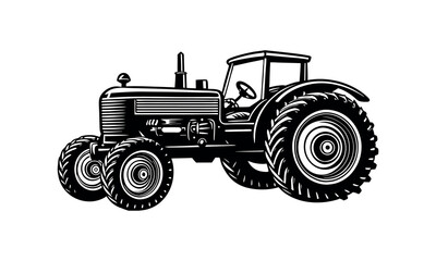 vector vintage style Tractor Clipart Farm Machinery Silhouette for Harvest and Field Work