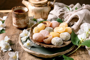 Traditional Japanese Mochi Rice Cakes Tea