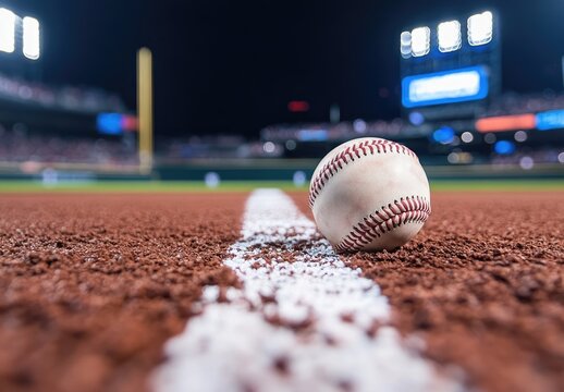 Baseball resting on the infield