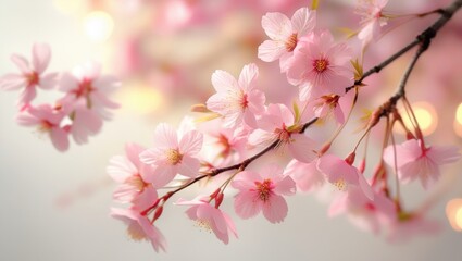 Naklejka premium Delicate pink cherry blossoms in soft focus.