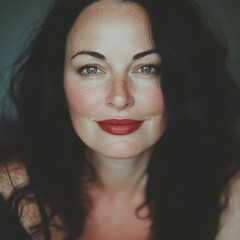 Portrait of a Woman in Red Lipstick. Generative AI