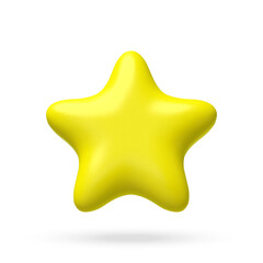 Yellow star in 3d cartoon minimal style. Vector illustration.