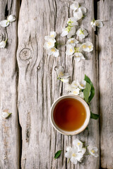 Jasmine Tea Cup White Flowers Wood