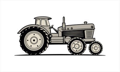vector vintage style Tractor Clipart Farm Machinery Silhouette for Harvest and Field Work