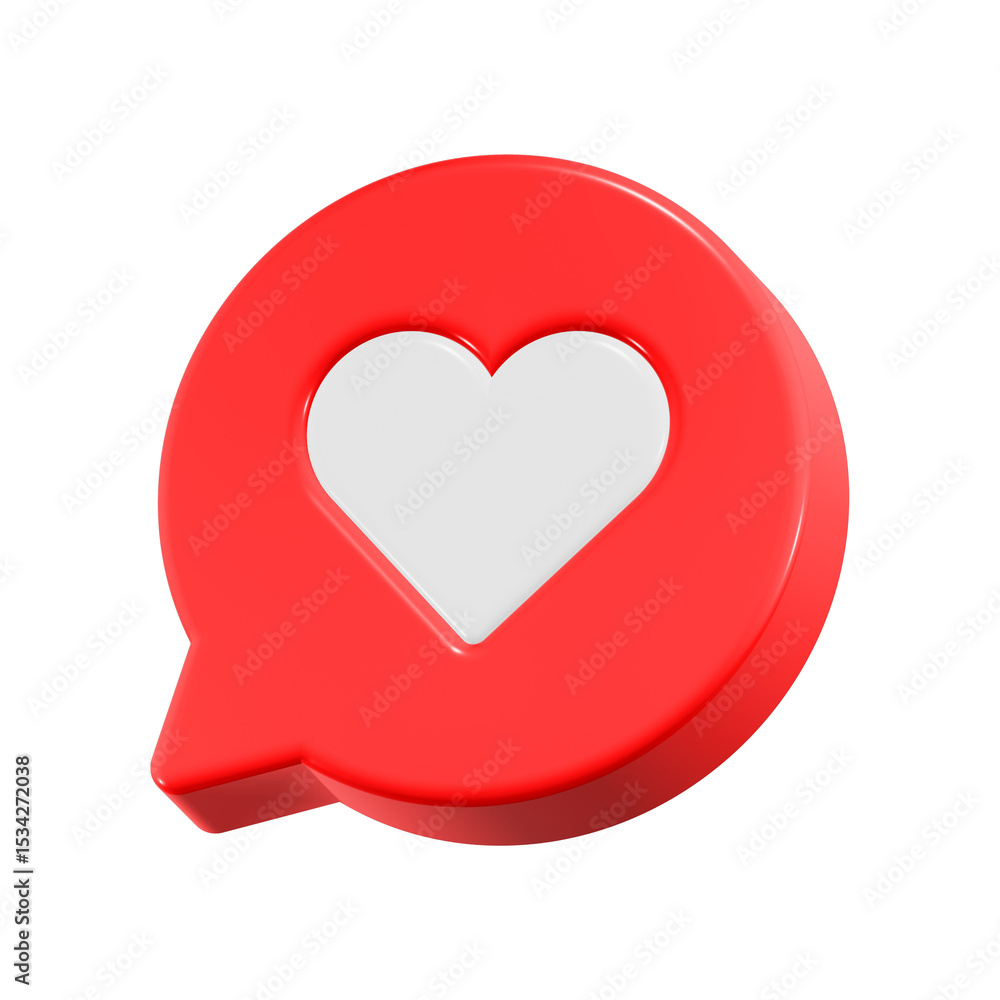 Poster 3d heart in speech bubble isolated on transparent background