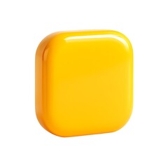 3d icon of a glossy yellow square isolated on white background