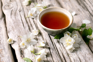 Herbal Tea Cup White Jasmine Flowers