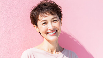 柔らかな雰囲気のシニア女性の笑顔ポートレート