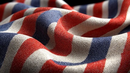 Fototapeta premium Red White and Blue Striped Fabric Texture