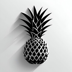 Obraz premium Flat Vector Pineapple Silhouette | Clean Geometric Black Icon on White Background | Bold, Modern Minimalist Design for Logos & Graphic Use