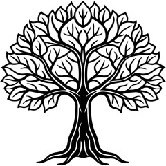 Obraz premium Minimal Banyan Symbol – Vector Art