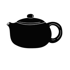 Original hand-drawn teapot illustration for posters, cards, cafe menus, and graphic design.