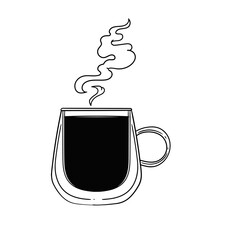 Original hand-drawn glass cup drink illustration for posters, cards, cafe menus, and graphic design.