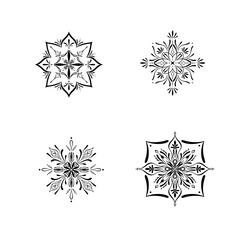 set of vector mandala 4 icon set lineart antistress