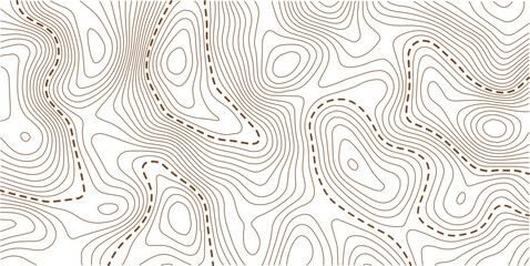
Abstract topo contour map on white background, Topographic map, Topographic contour lines map seamless pattern. Geographic mountain relief diagram line wave carve pattern.