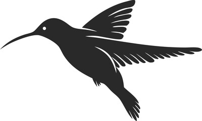 Fototapeta premium hummingbird, black and white, simple, minimalist, vector graphic, silhouette, iconic, geometric, stylized 