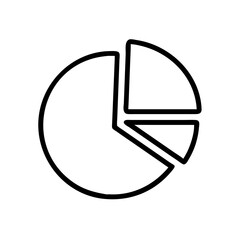 Simple Black Pie Chart Icon in Silhouette Style Isolated on White Background &ndash; Minimalistic Data Visualization Symbol for Infographics, Analytics, Business Reports, and Web UI Design