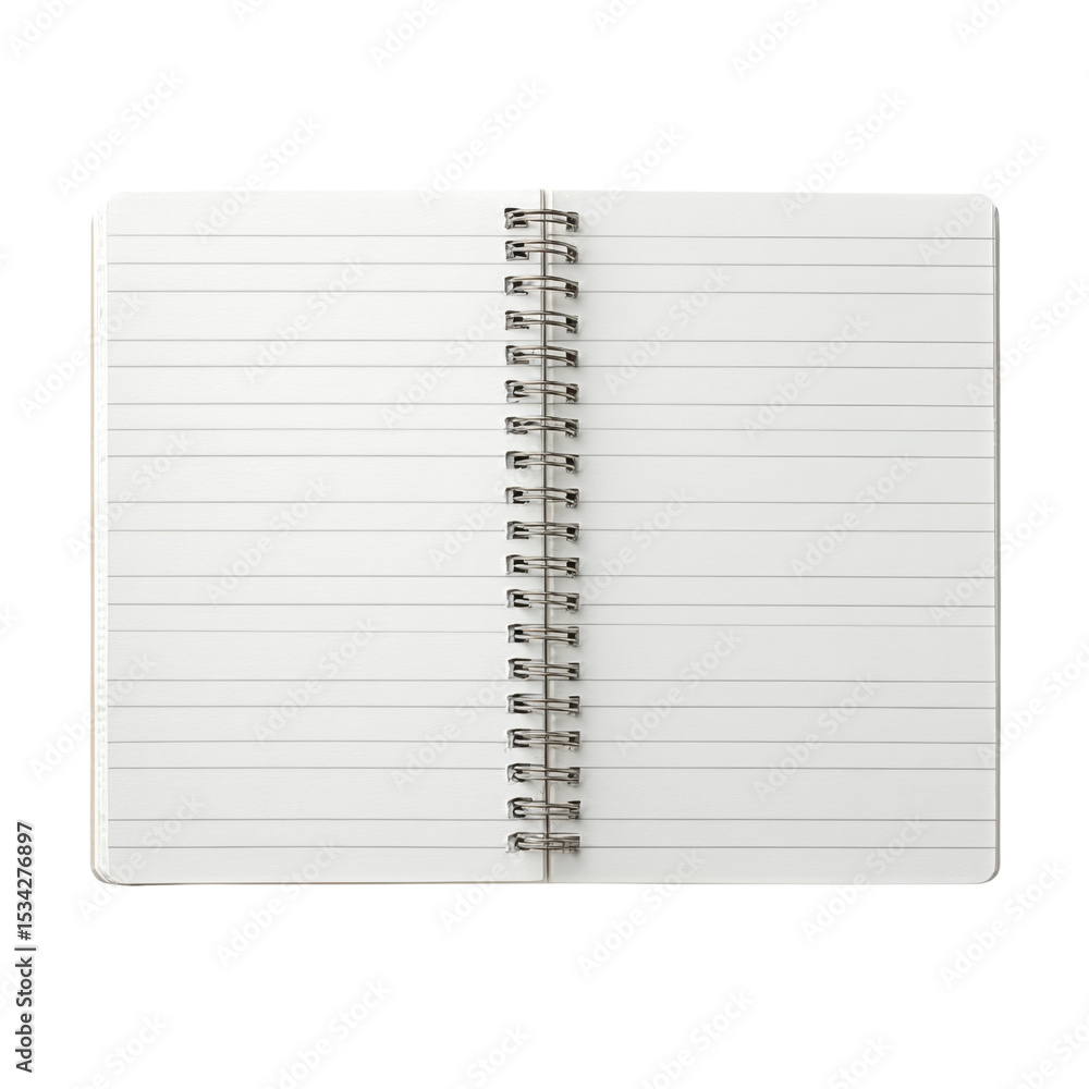 Poster blank spiral notebook with white pages for writing and note-taking in creative and professional sett