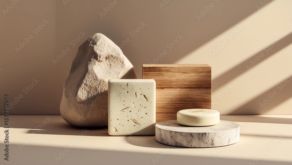 Fototapete 3d render of vector abstract background. podium for show product. blank scene showcase mockup with e