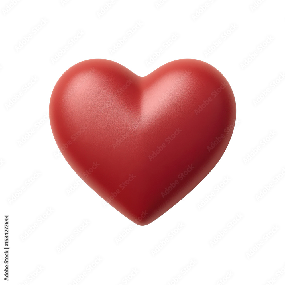 Poster detailed 3d render of a smooth red heart in a realistic style for love and emotion themes transparen