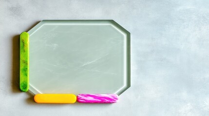 Fototapeta premium Octagonal Frame with Colorful Objects on Grey Background