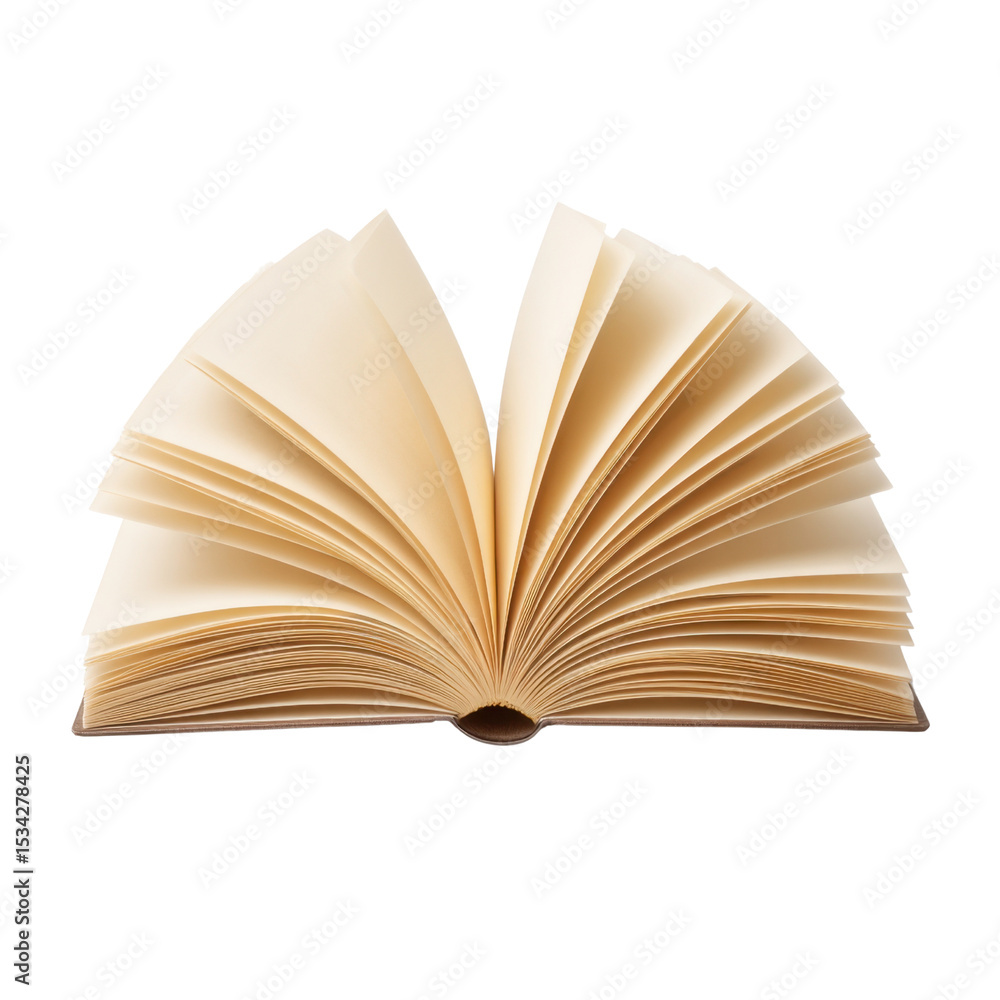 Poster open book with blank pages showcasing pages for writing and note-taking in a creative workspace tran