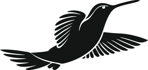Obraz premium hummingbird, black and white, simple, minimalist, vector graphic, silhouette, iconic, geometric, stylized 