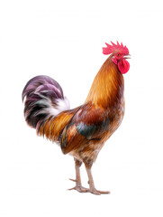 Fototapeta premium Proud Rooster Crowing Isolated on White
