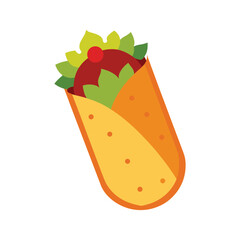 chicken burrito delicious fast food item color vector illustration on white background