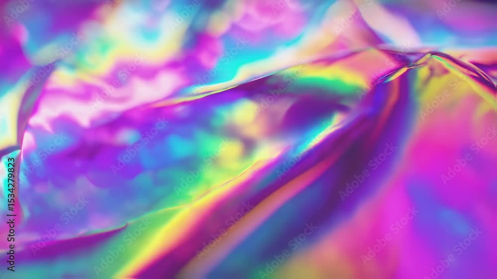 Aufkleber Abstract holographic fluid texture loop with vibrant iridescent colors in motion, flowing pattern. Generated AI