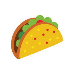 crunchy taco delicious fast food item color vector illustration on white background
