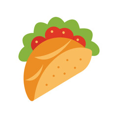 falafel pita delicious fast food item color vector illustration on white background