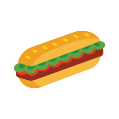 italian sub delicious fast food item color vector illustration on white background