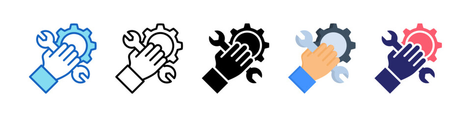 Tech Service Multiple Style Icon Set Collection.