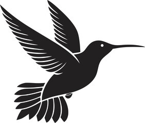 Obraz premium hummingbird, black and white, simple, minimalist, vector graphic, silhouette, iconic, geometric, stylized 