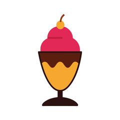 sundae delicious fast food item color vector illustration on white background