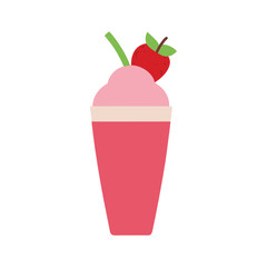 strawberry milkshake delicious fast food item color vector illustration on white background