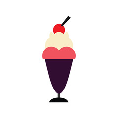 sundae delicious fast food color vector illustration on white background