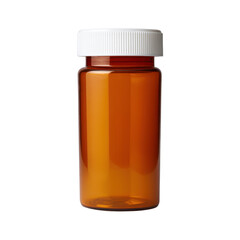 Clear and Detailed View of an Orange Prescription Bottle with White Cap for Medical and Pharmaceutical Use Transparent background or png
