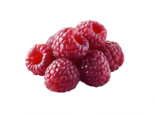 Fresh Raspberries Pile Isolated on White Background